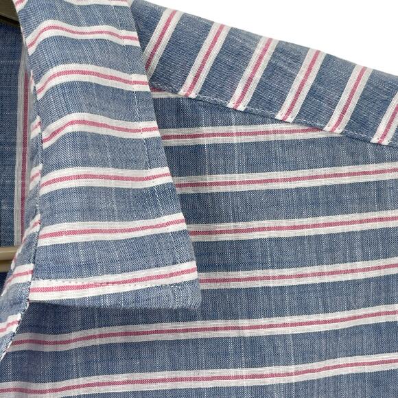 Frank & Eileen Barry Blue Stripe Button Down Blouse Shirt Size Small - Picture 4 of 7